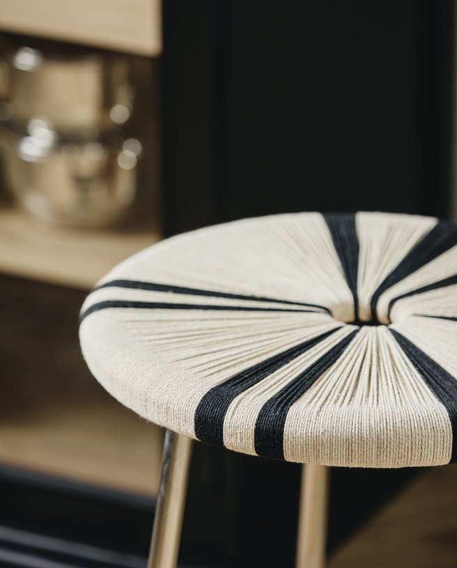 Tabouret en tissage du jute fer et acier 53cm Morice - Nordal - The Cool Republic