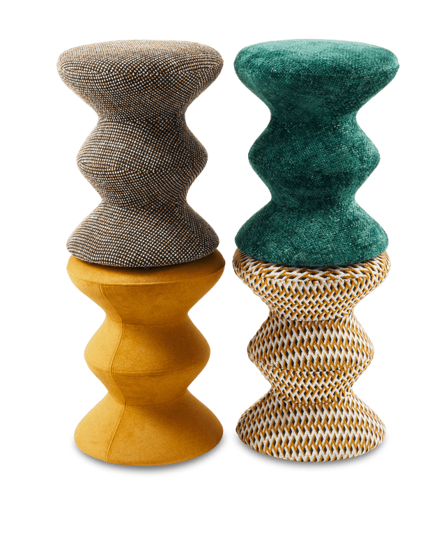 Tabouret en tissu à motif jaune Soft 36x47cm Zig Zag - Pols Potten - The Cool Republic