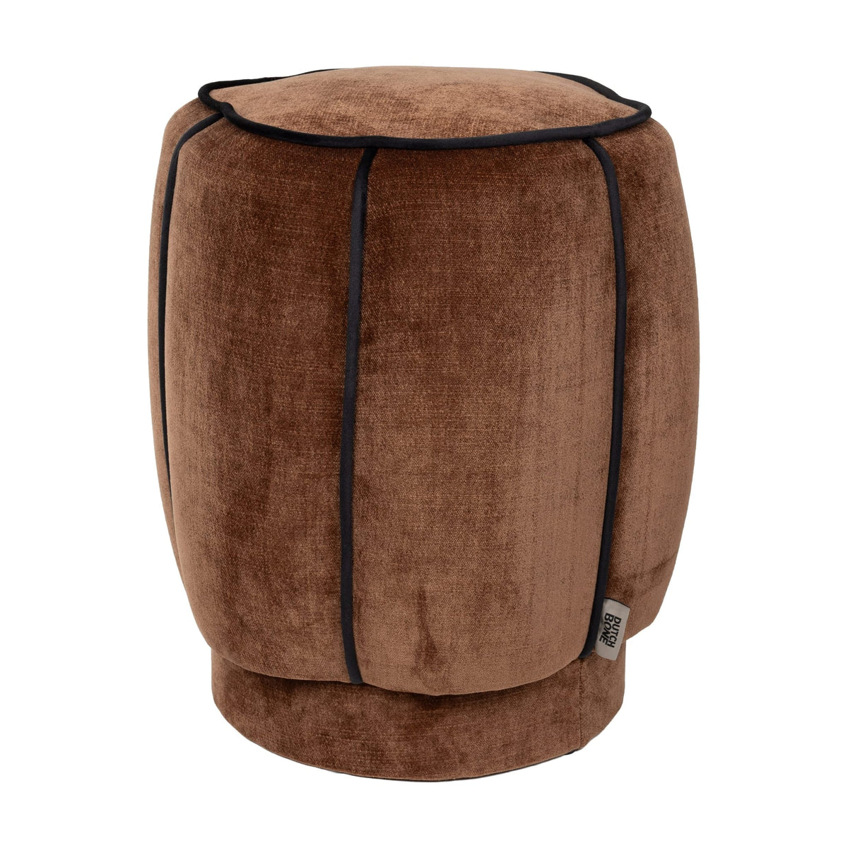 Tabouret en velours marron foncé 40x46cm Donna - Dutchbone