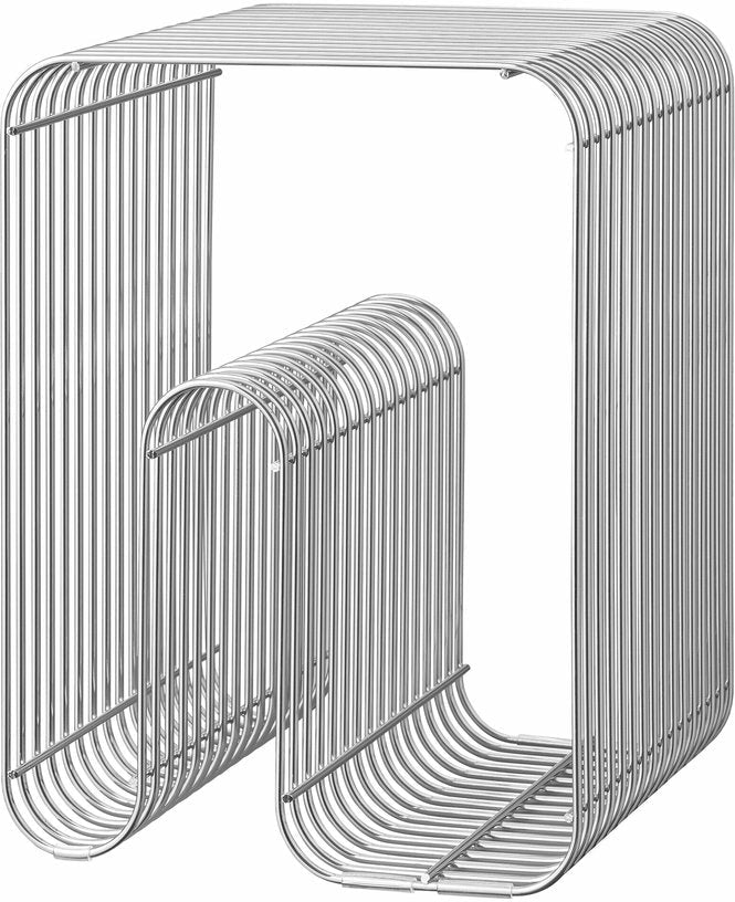 Tabouret et rangement magazine chrome 32 cm Curva - AYTM - The Cool Republic