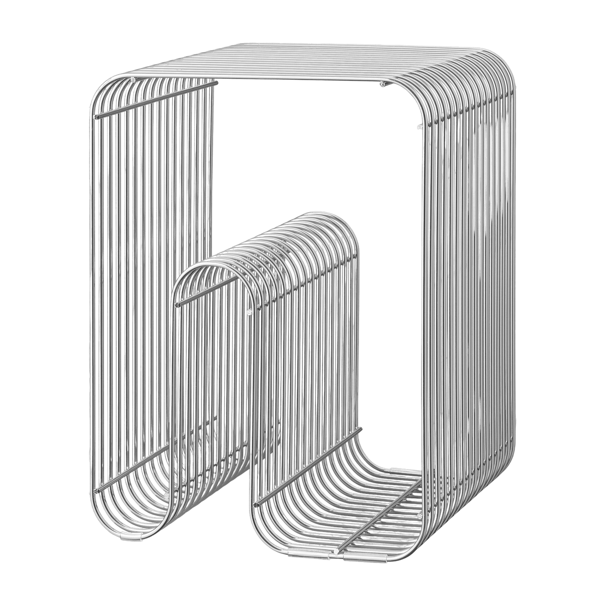 Tabouret et rangement magazine chrome 32 cm Curva - AYTM - The Cool Republic