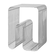 Tabouret et rangement magazine chrome 32 cm Curva - AYTM - The Cool Republic
