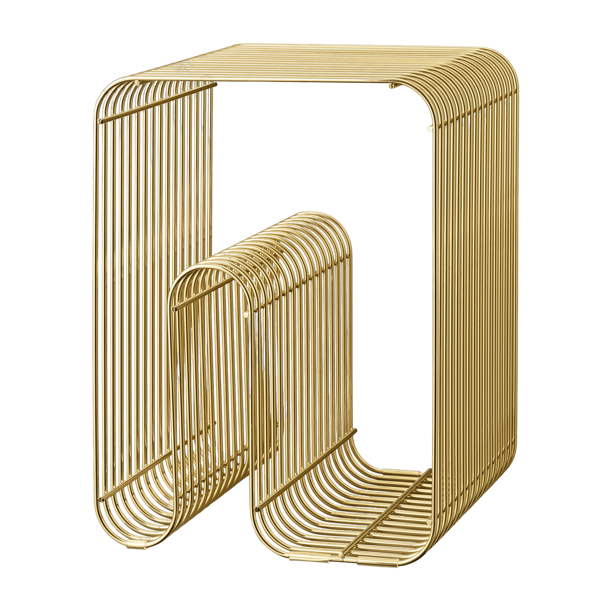 Tabouret et rangement magazine doré 32 cm Curva - AYTM - The Cool Republic