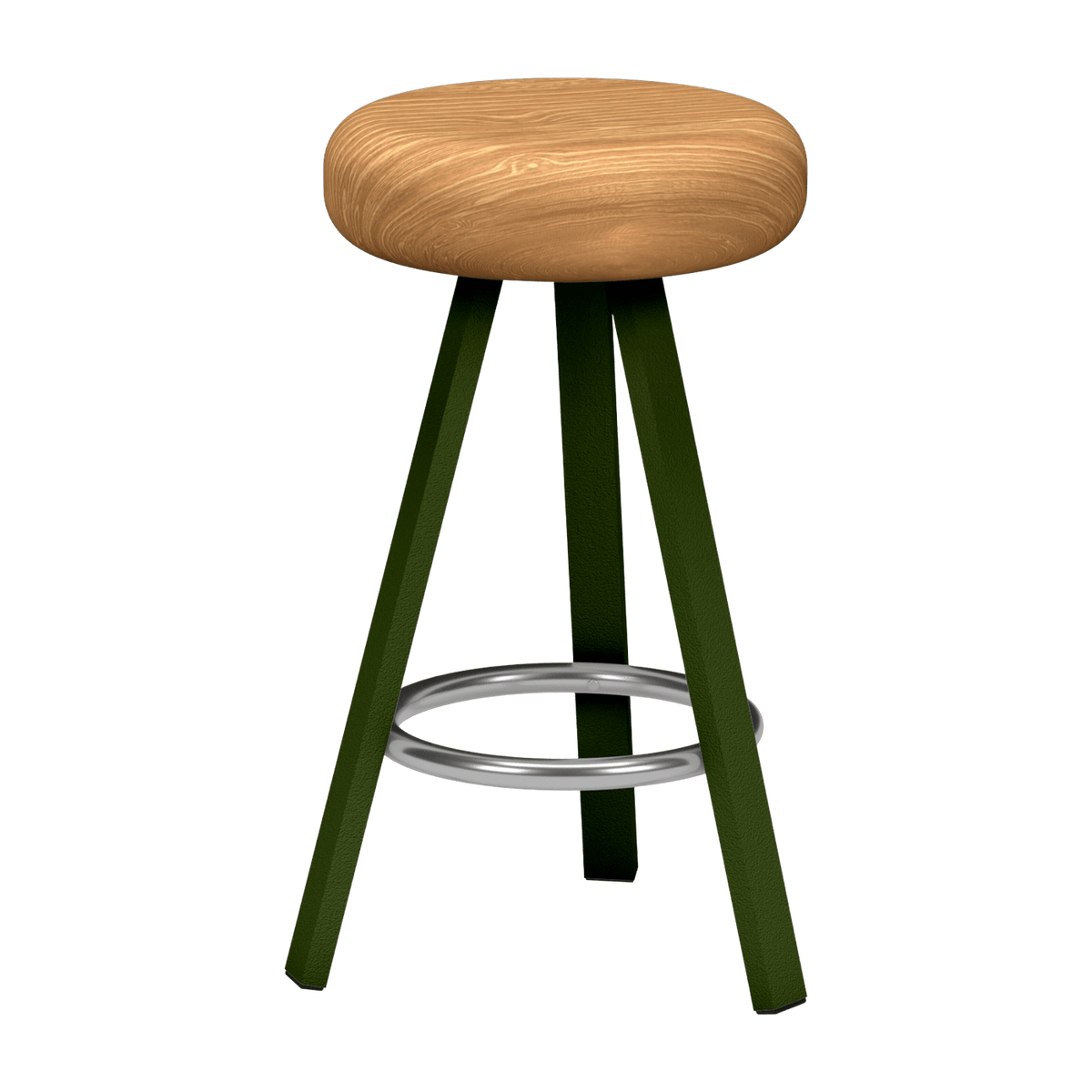 Tabouret haut en chêne et acier kaki 65 cm Smack - Matière Grise - The Cool Republic