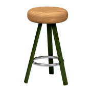 Tabouret haut en chêne et acier kaki 65 cm Smack - Matière Grise - The Cool Republic