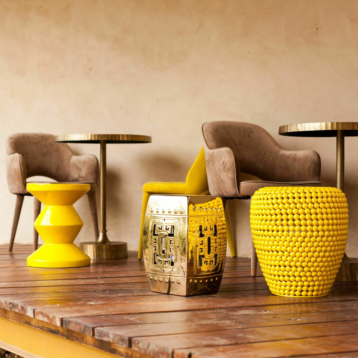 Tabouret jaune laqué Zig Zag - Pols Potten - The Cool Republic