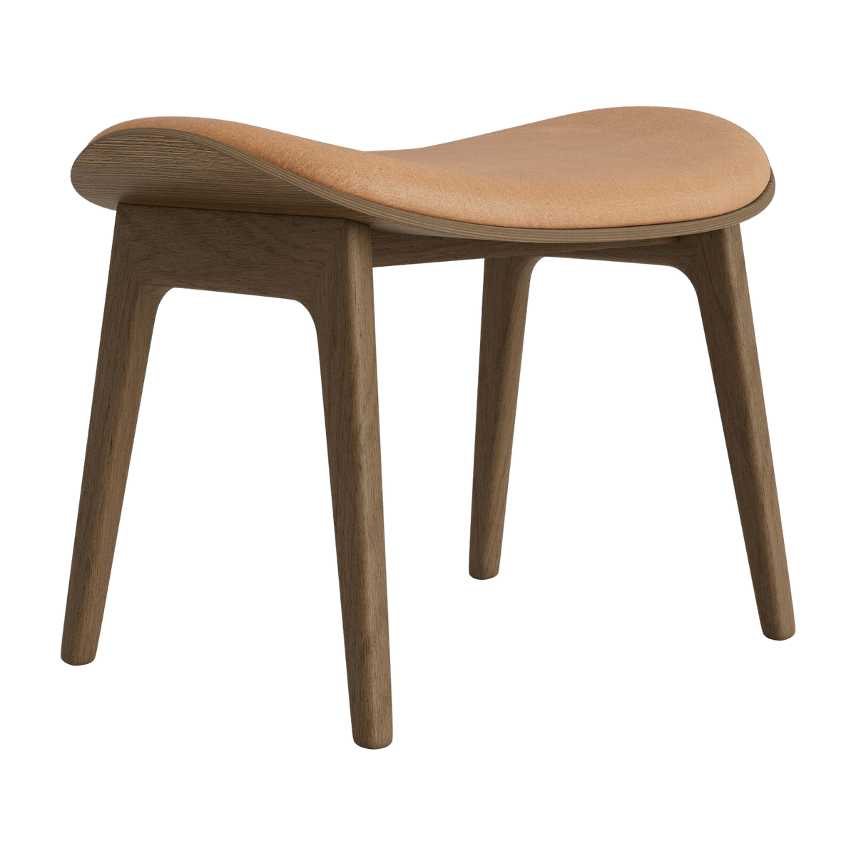 Lounge stool in light smoked oak and camel leather upholstery Elephant - NORR11 - The Cool Republic