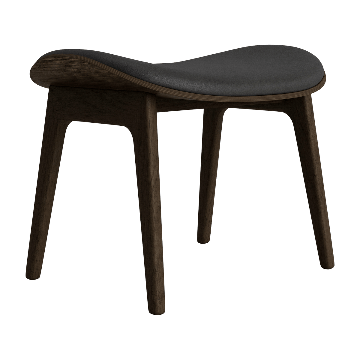Lounge stool in smoked oak and anthracite leather upholstery Elephant - NORR11 - The Cool Republic