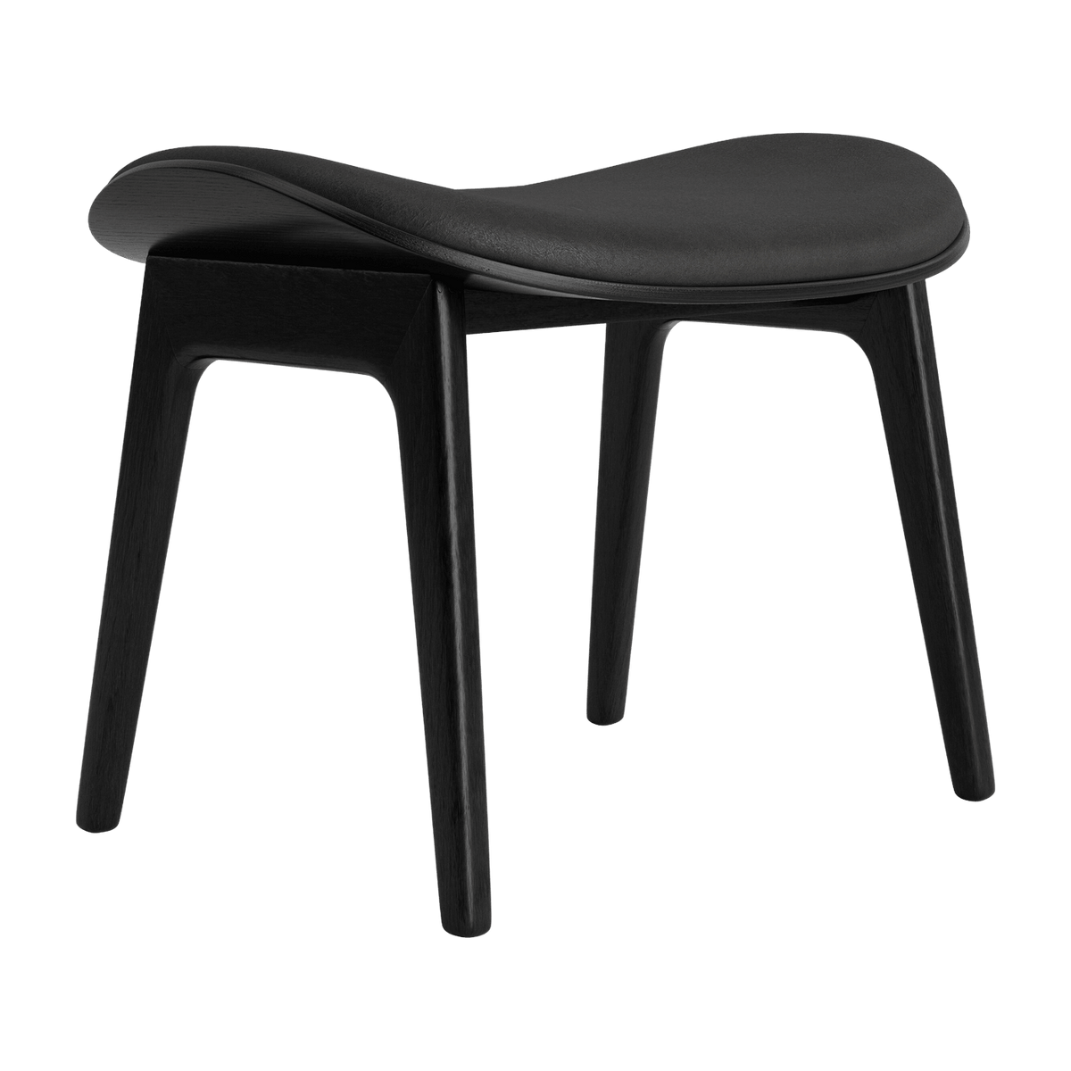 Lounge stool in black oak and anthracite leather upholstery Elephant - NORR11 - The Cool Republic