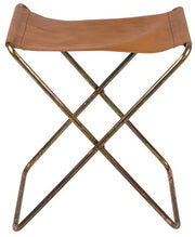 Tabouret pliant en cuir marron Nola - Broste Copenhagen - The Cool Republic