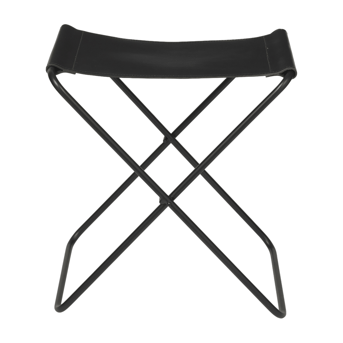 Tabouret pliant en cuir noir Nola - Broste Copenhagen - The Cool Republic