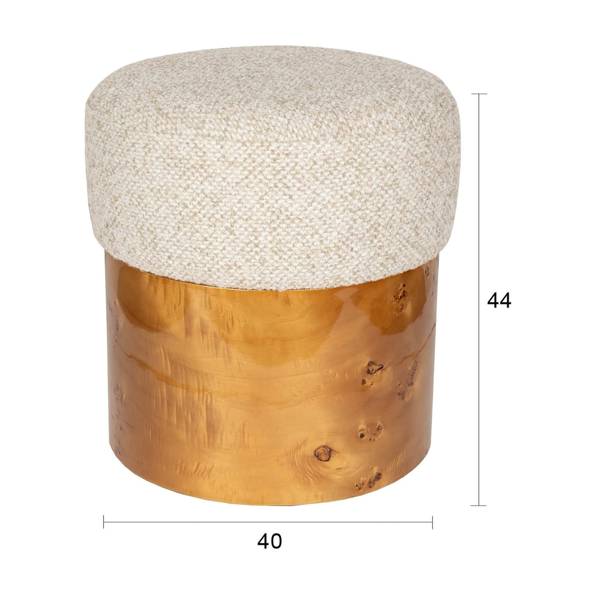 Tabouret rond en bois d'eucalyptus et tissu beige 40x44cm Burlin - Dutchbone — vue 8