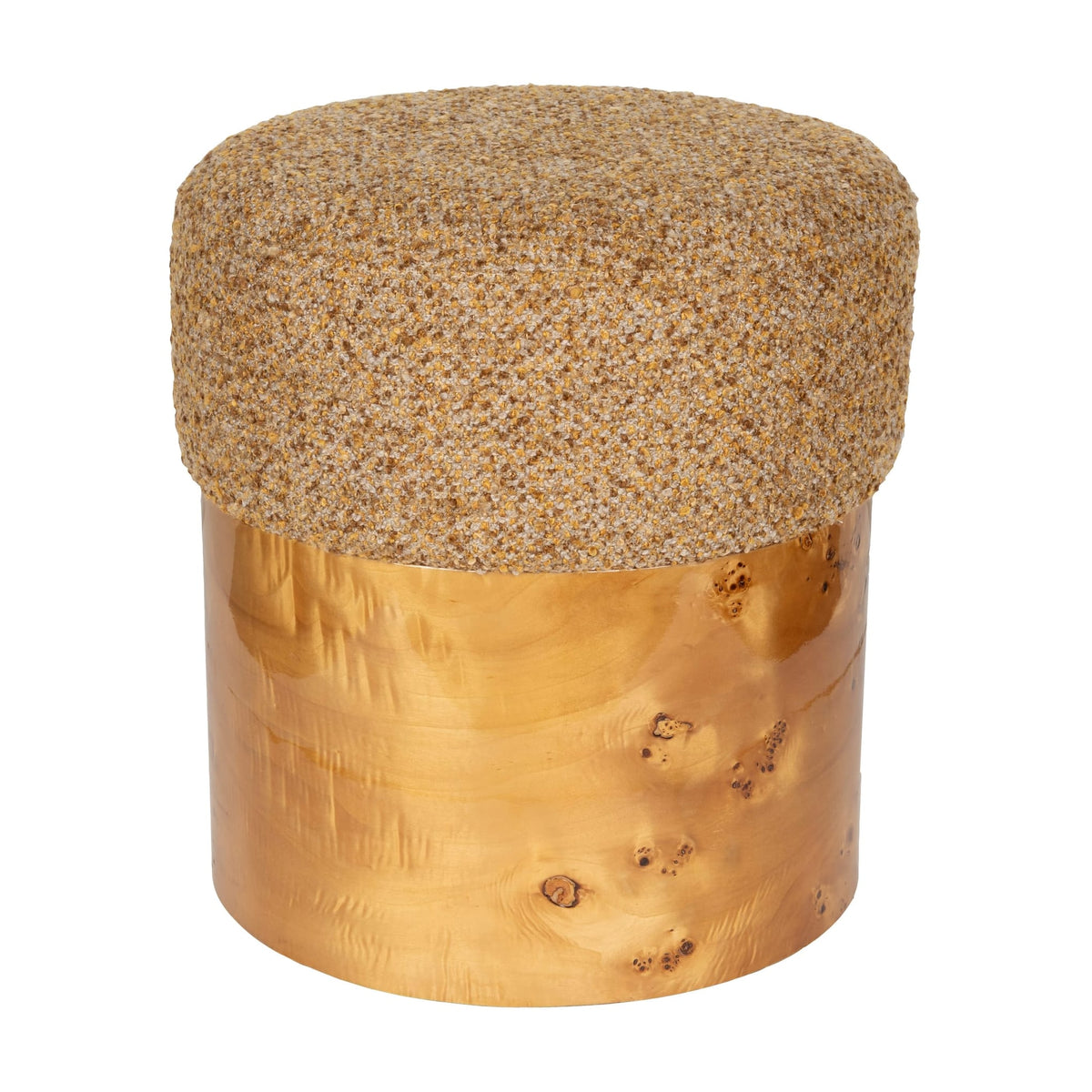 Tabouret rond en bois d'eucalyptus et tissu marron 40x44cm Burlin - Dutchbone