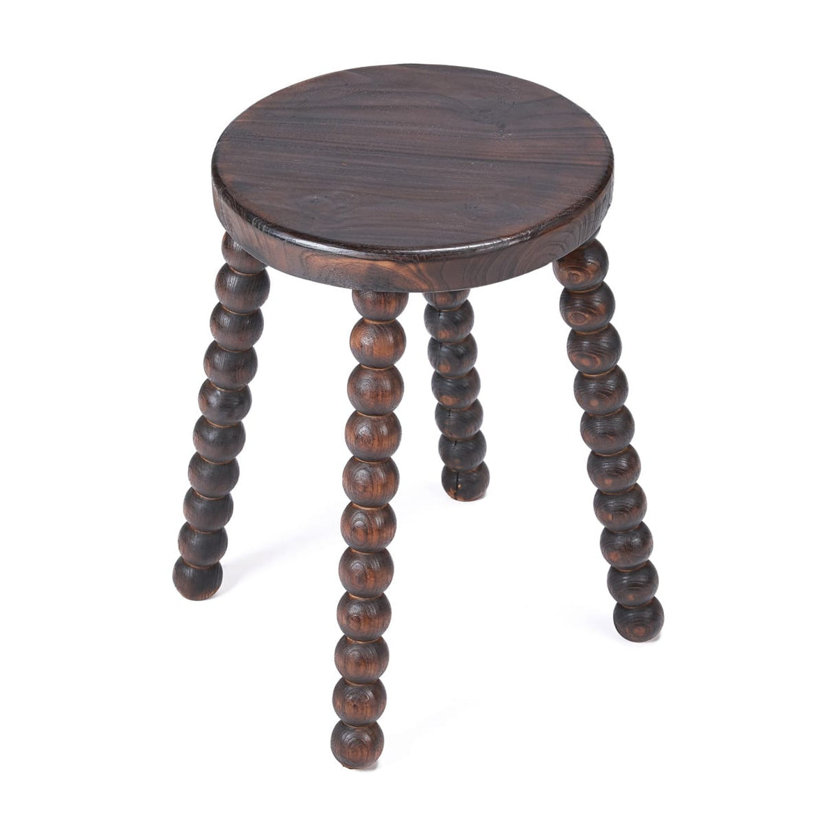 Tabouret rond en bois de manguier massif marron foncé 35x35x50cm Dango - Bazar Bizar — vue 10