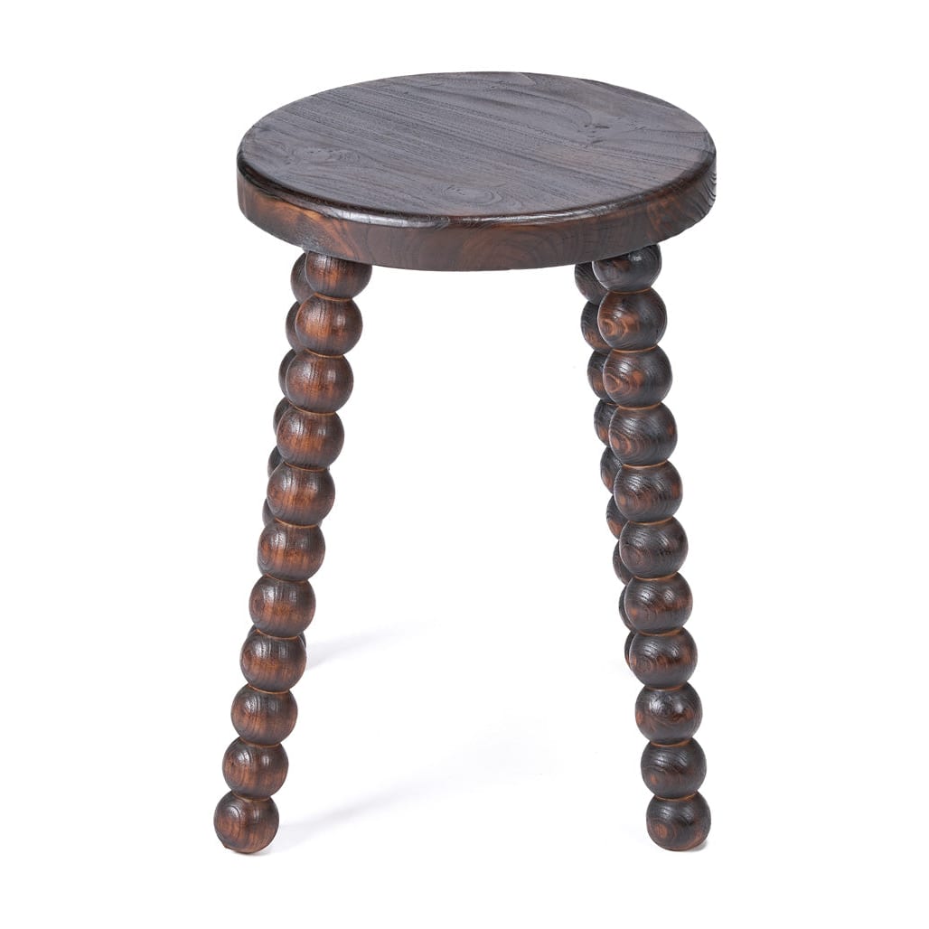 Tabouret rond en bois de manguier massif marron foncé 35x35x50cm Dango - Bazar Bizar — vue 4