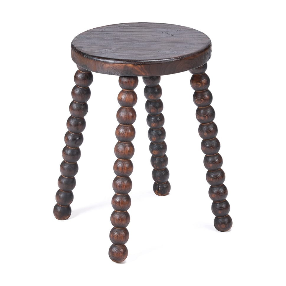 Tabouret rond en bois de manguier massif marron foncé 35x35x50cm Dango - Bazar Bizar — vue 5