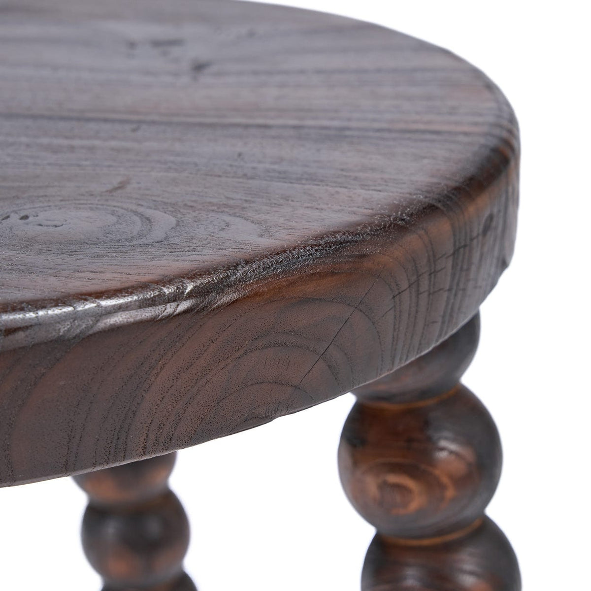 Tabouret rond en bois de manguier massif marron foncé 35x35x50cm Dango - Bazar Bizar — vue 6