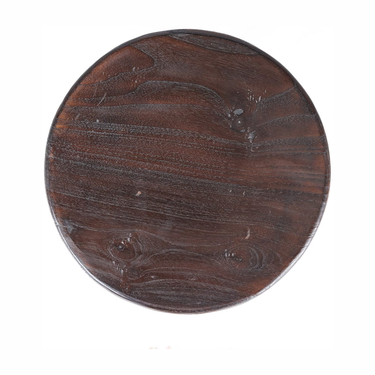 Tabouret rond en bois de manguier massif marron foncé 35x35x50cm Dango - Bazar Bizar — vue 9