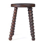 Tabouret rond en bois de manguier massif marron foncé 35x35x50cm Dango - Bazar Bizar