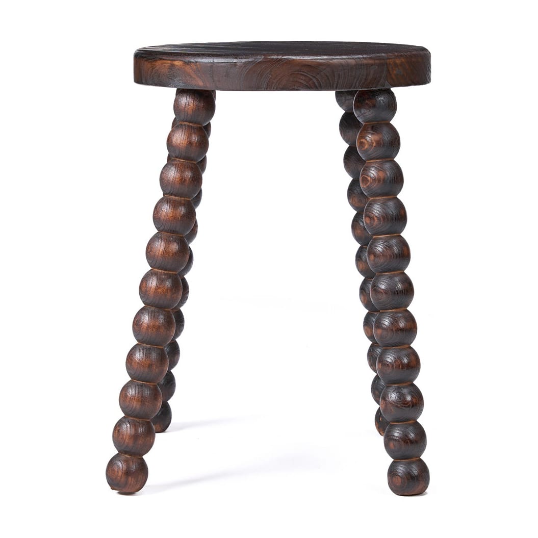 Tabouret rond en bois de manguier massif marron foncé 35x35x50cm Dango - Bazar Bizar