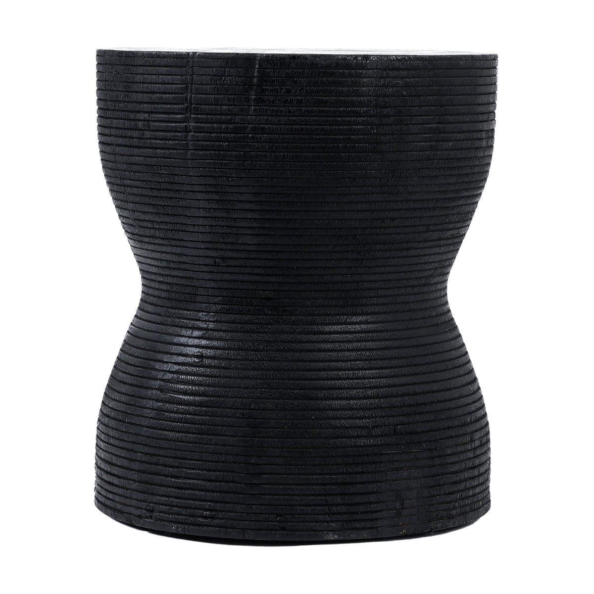 Tabouret rond en bois de suar massif noir 35x35x45cm Kotoran - Bazar Bizar — vue 4