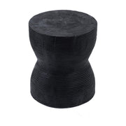 Tabouret rond en bois de suar massif noir 35x35x45cm Kotoran - Bazar Bizar