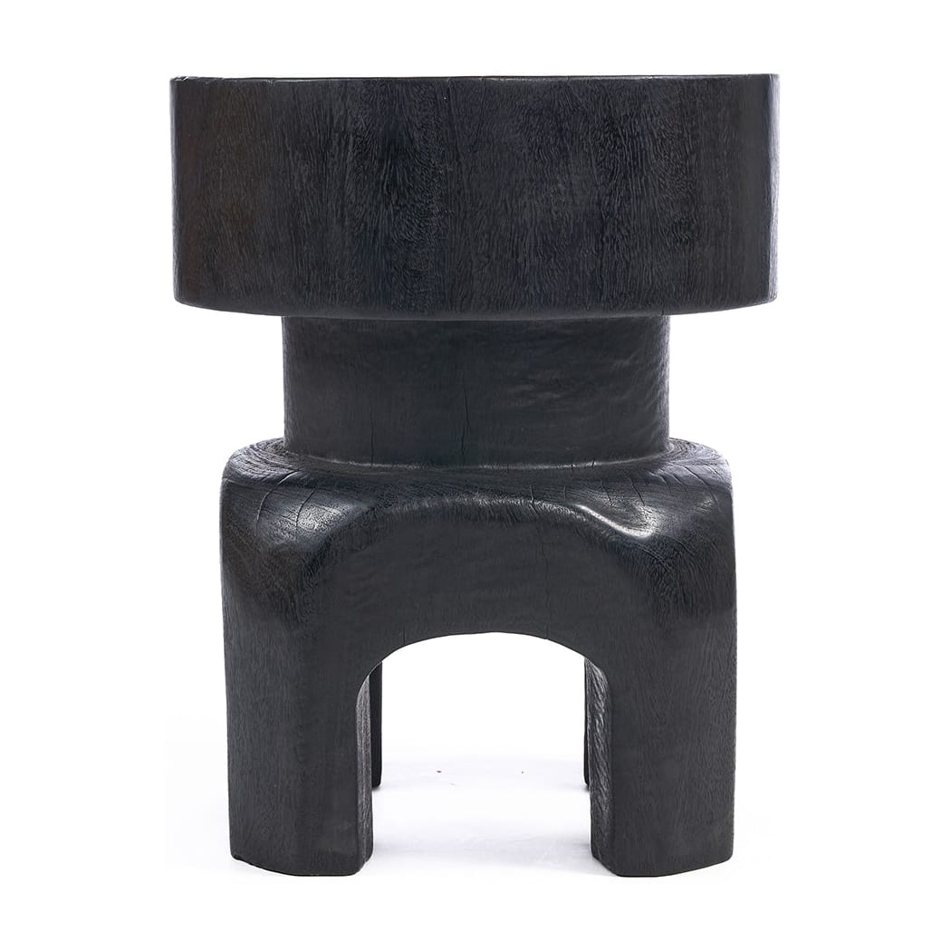 Tabouret rond en bois noir 40x40x50cm Squat Spot - Bazar Bizar - The Cool Republic