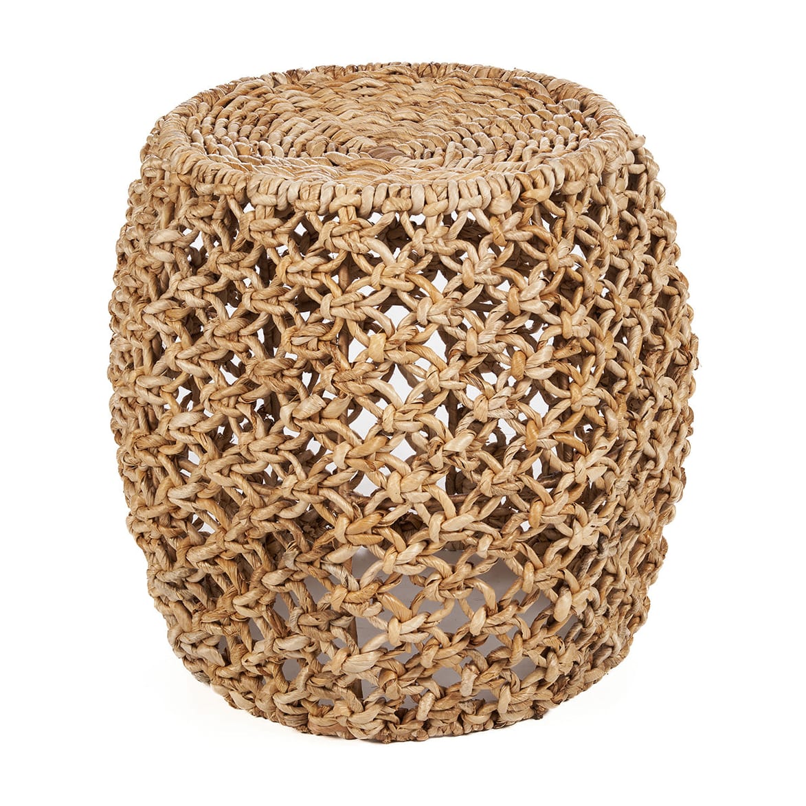 Tabouret rond en feuille de bananier et fer beige 49x49x45cm Dannih - Bazar Bizar