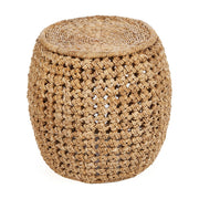 Tabouret rond en feuille de bananier et fer naturelle 48x48x45cm Zarkah - Bazar Bizar