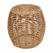 Tabouret rond en feuille de bananier et métal naturelle 48x48x45cm Gustih - Bazar Bizar