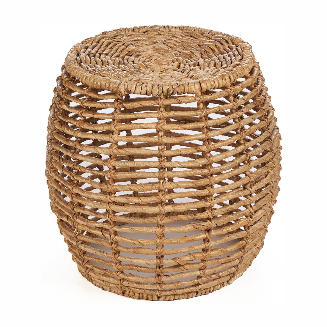 Tabouret rond en feuille de bananier et métal naturelle 48x48x45cm Gustih - Bazar Bizar