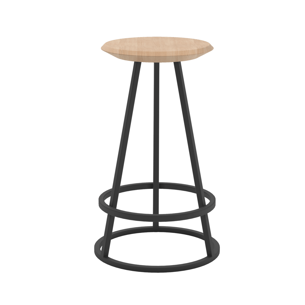 Tabouret rond en frêne naturel et métal gris ardoise 65 cm Gustave - Hartô - The Cool Republic