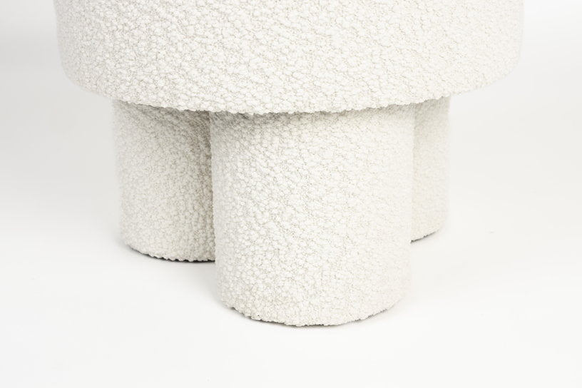 Tabouret rond en tissu blanc 40x44cm Lumo - The Cool Republic - The Cool Republic