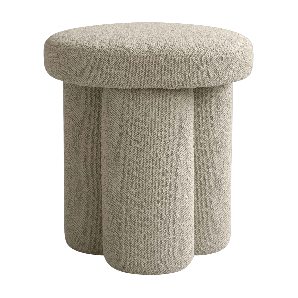 Tabouret rond en tissu bouclé beige Big Foot - 101 COPENHAGEN - The Cool Republic