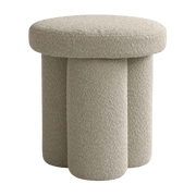 Tabouret rond en tissu bouclé beige Big Foot - 101 COPENHAGEN - The Cool Republic