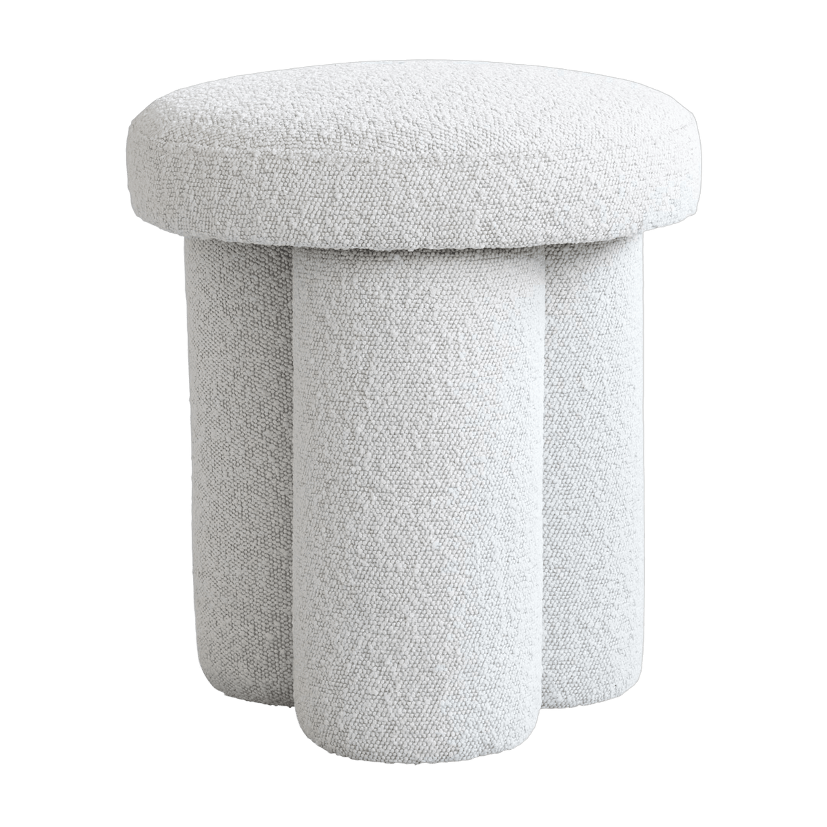 Tabouret rond en tissu bouclé blanc cassé Big Foot - 101 COPENHAGEN - The Cool Republic