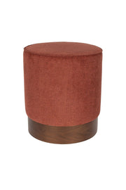 Tabouret rond en tissu rouge et bois d'hévéa 41x46cm Bellevue - Dutchbone - The Cool Republic
