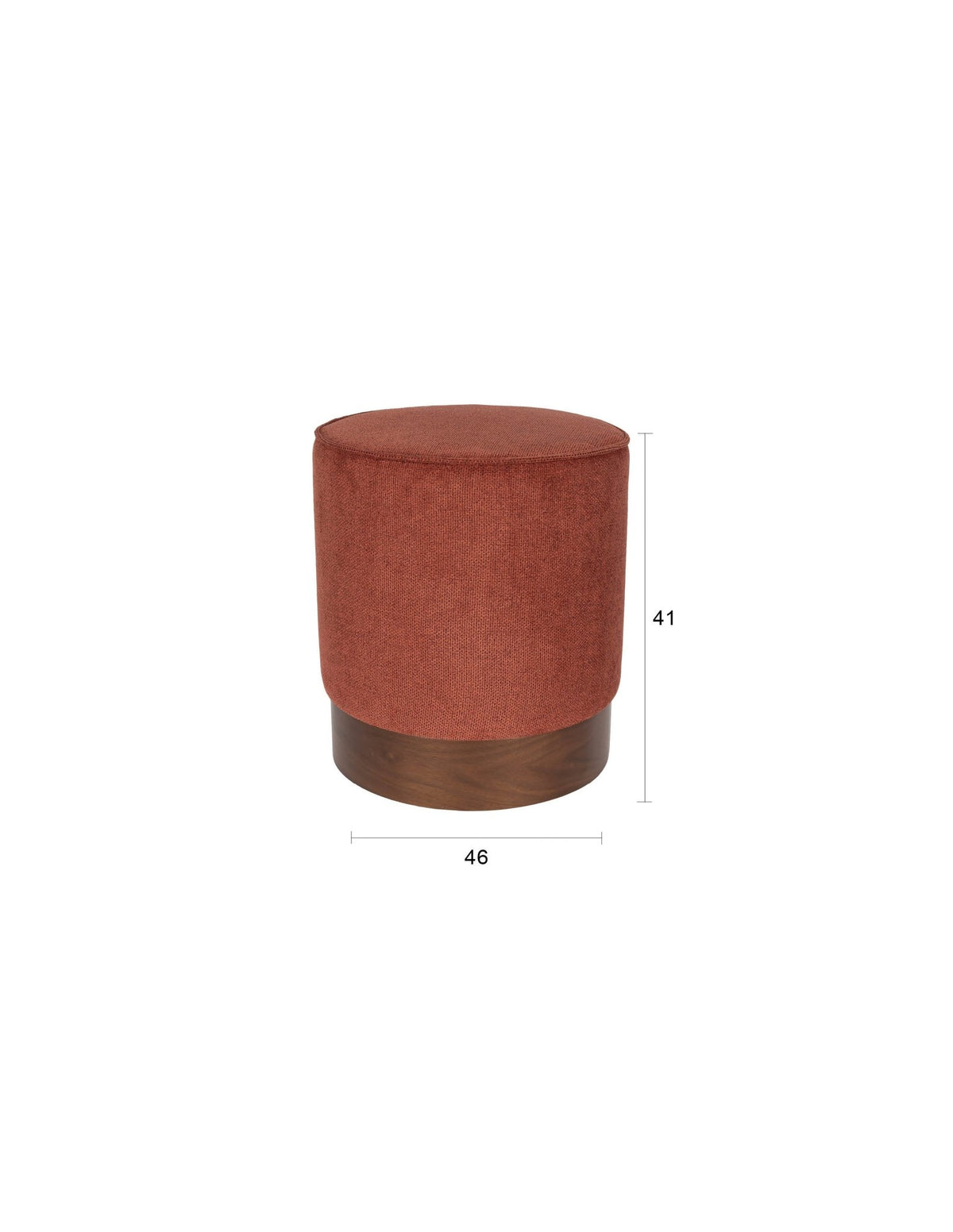 Tabouret rond en tissu rouge et bois d'hévéa 41x46cm Bellevue - Dutchbone - The Cool Republic