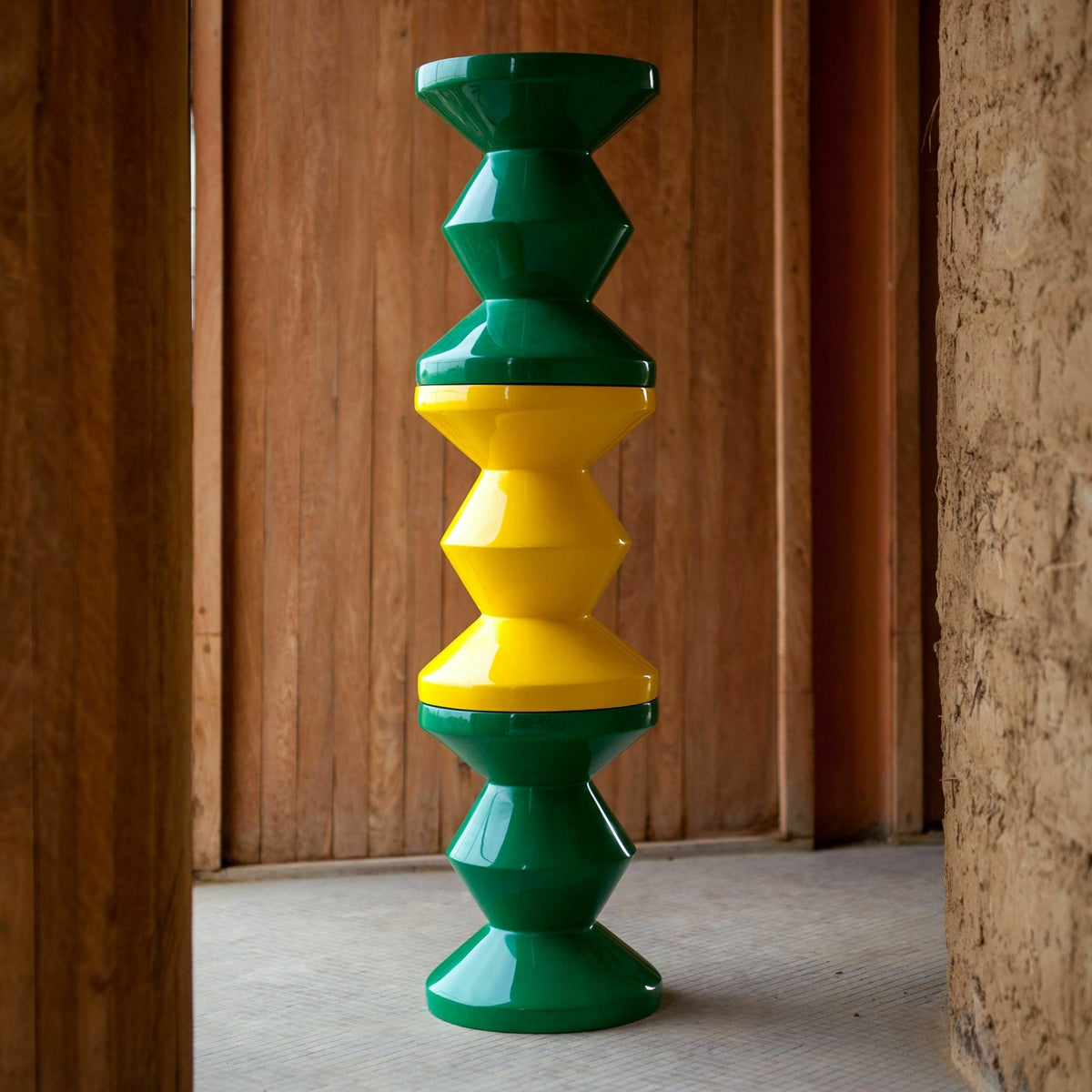 Tabouret vert laqué Zig Zag - Pols Potten - The Cool Republic
