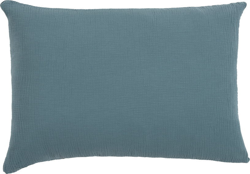 Taie d'oreiller bleue en gaze de coton 50 x 70 cm - The Cool Republic - The Cool Republic