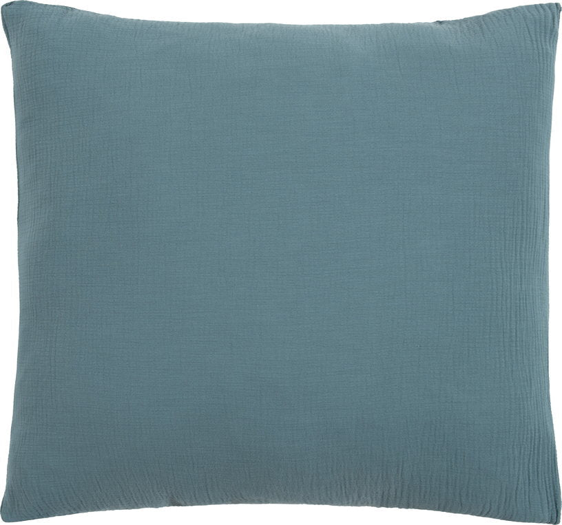Taie d'oreiller bleue en gaze de coton 63 x 63 cm - The Cool Republic - The Cool Republic