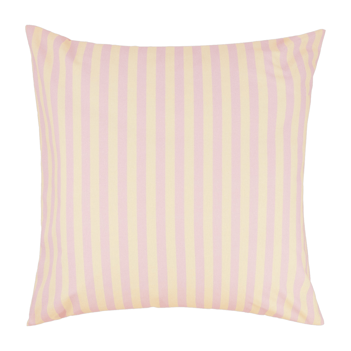 Taie d'oreiller carrée en popeline de coton bio à rayures jaune et rose 60 x 60 cm Sheldon - Nobodinoz - The Cool Republic