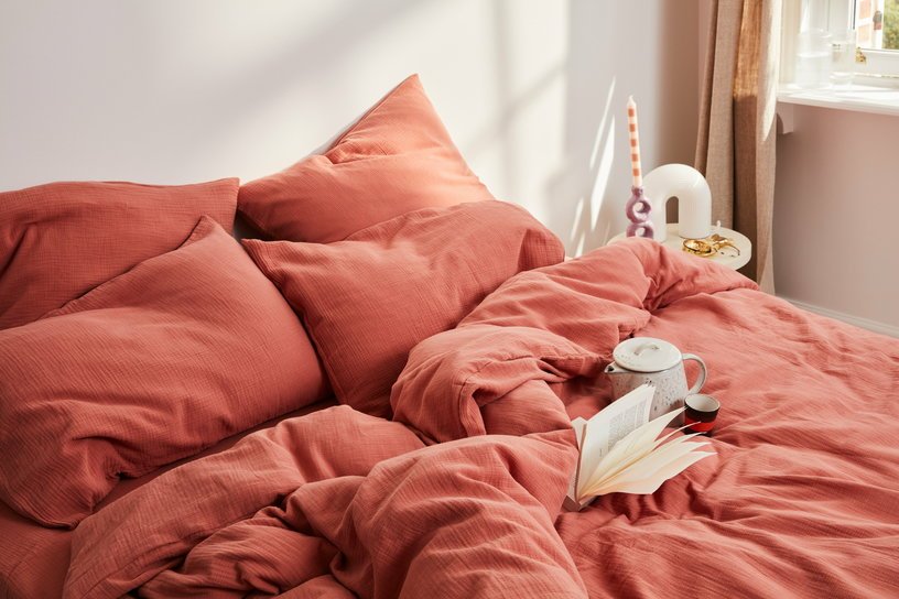 Taie d'oreiller framboise en gaze de coton 50 x 70 cm - The Cool Republic - The Cool Republic