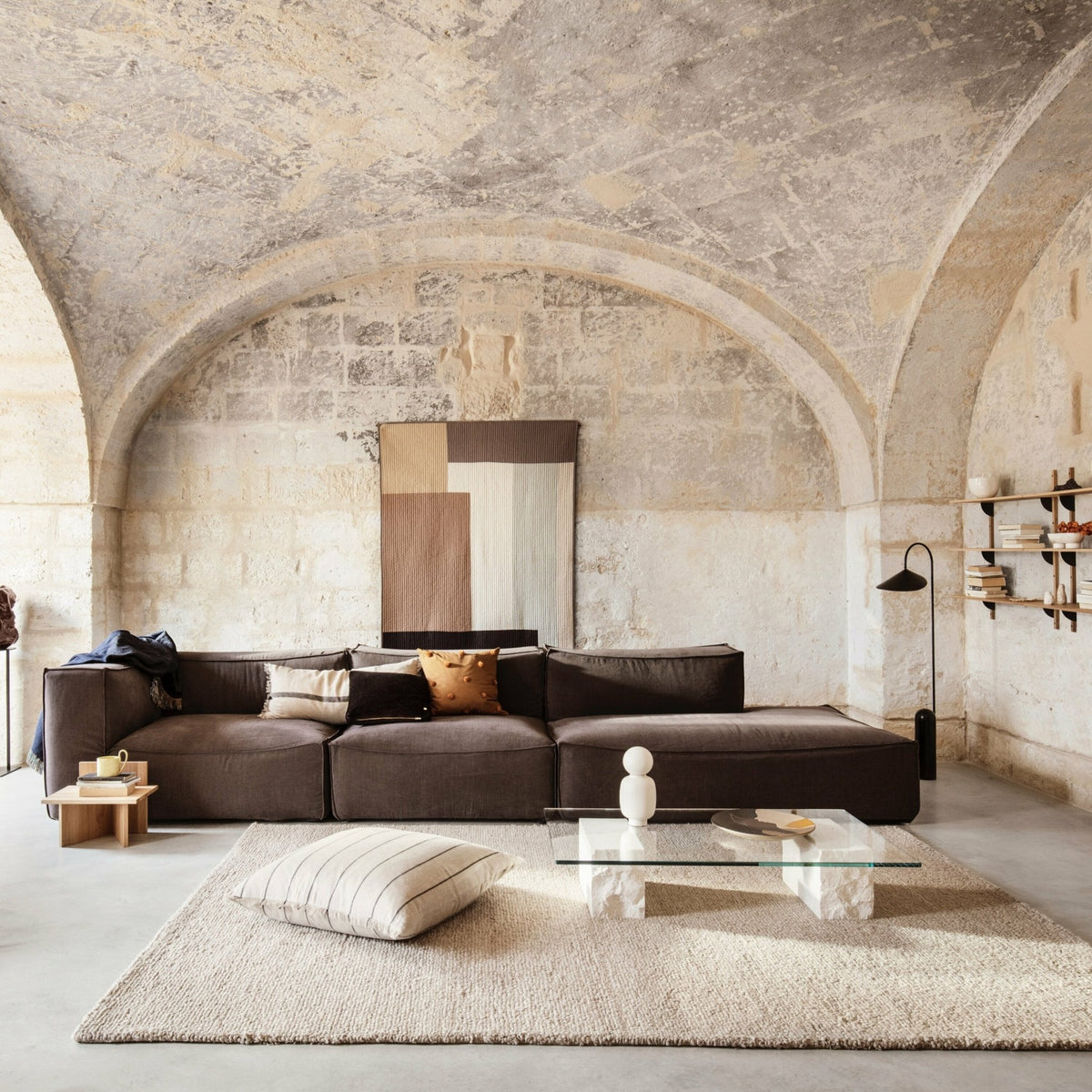 Tapis à boucle blanc cassé en laine 200x300 cm Ease - Ferm Living - The Cool Republic