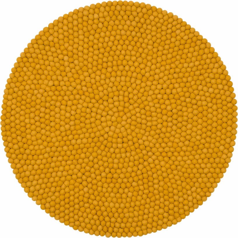 Tapis à boules de feutre moutarde 90 cm Klara - myfelt - The Cool Republic