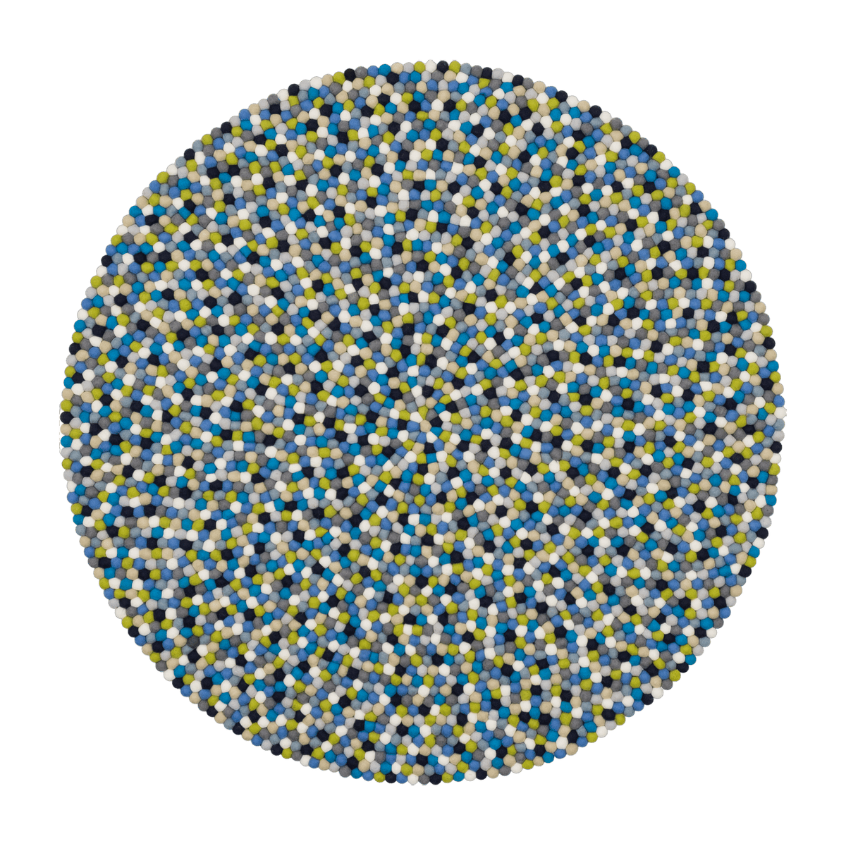 Tapis à boules de feutre multicolore bleu et vert 120 cm Fritz - myfelt - The Cool Republic
