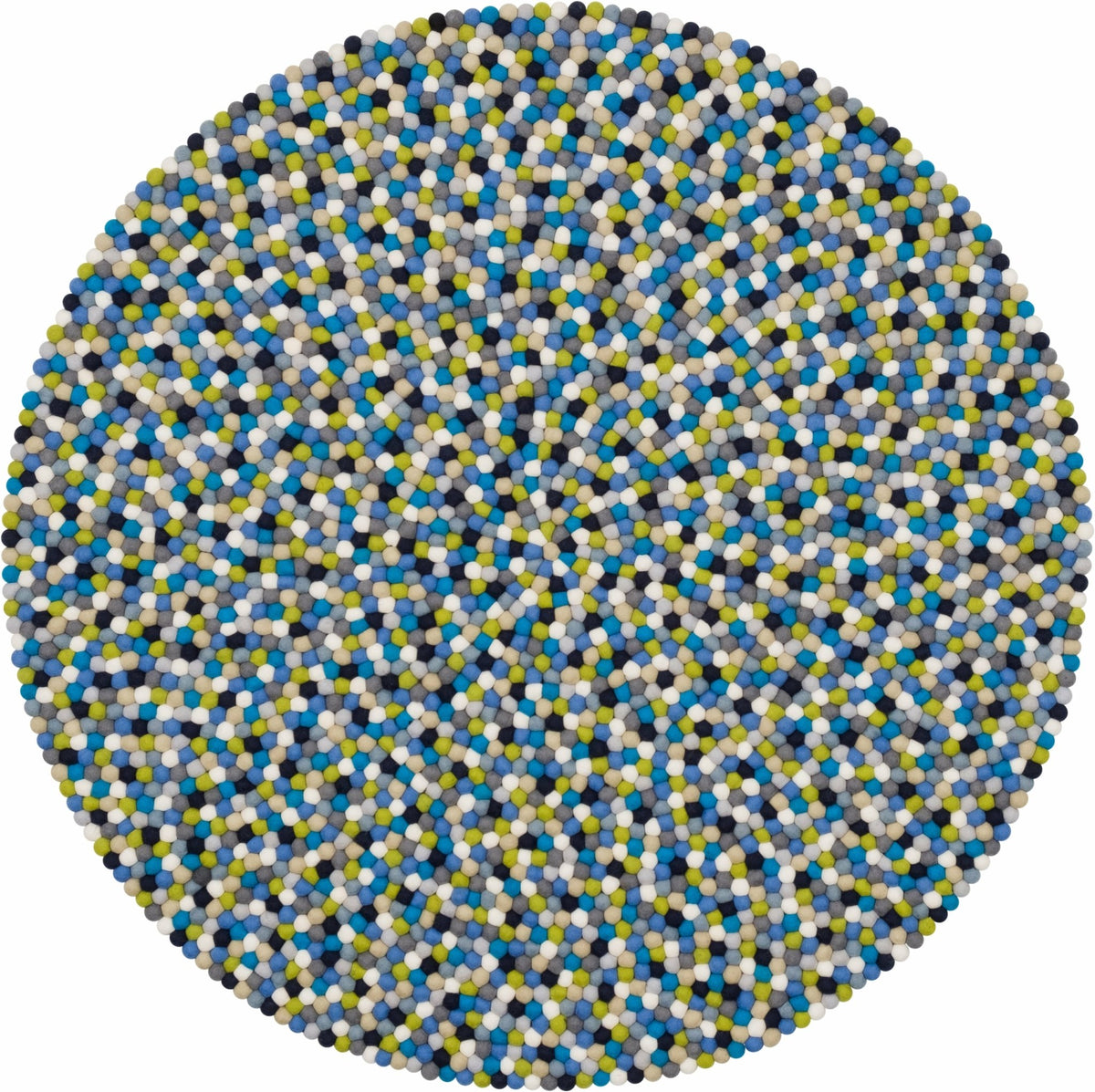 Tapis à boules de feutre multicolore bleu et vert 140 cm Fritz - myfelt - The Cool Republic