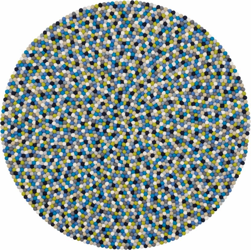 Tapis à boules de feutre multicolore bleu et vert 250 cm Fritz - myfelt - The Cool Republic