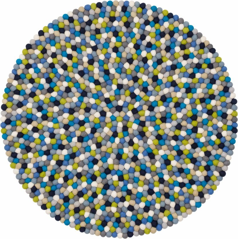 Tapis à boules de feutre multicolore bleu et vert 50 cm Fritz - myfelt - The Cool Republic