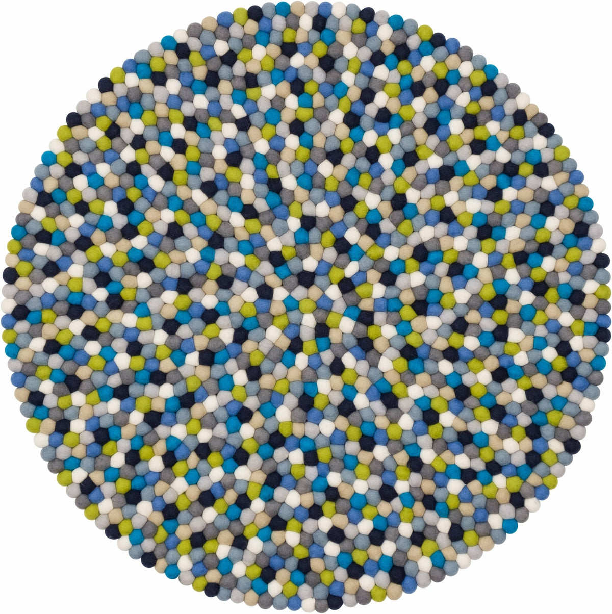 Tapis à boules de feutre multicolore bleu et vert 70 cm Fritz - myfelt - The Cool Republic
